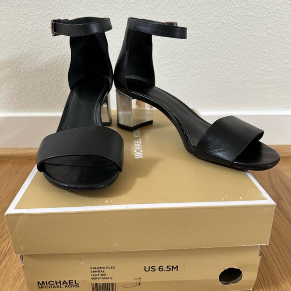 Michael Kors Black Sandals with Ankle Strap and Block Heel - Picture 3 of 4